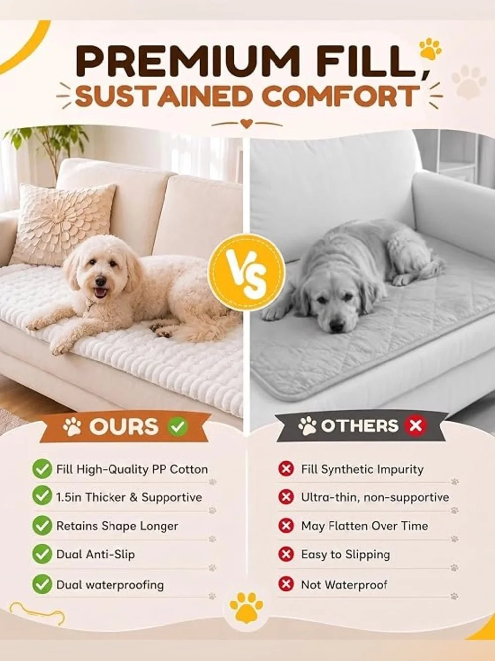 Couch Cover for Dogs with Non-Slip Sticks, Washable Sofa Protector for Pets